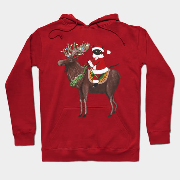 Santa Claws and Moose Hoodie by KilkennyCat Art